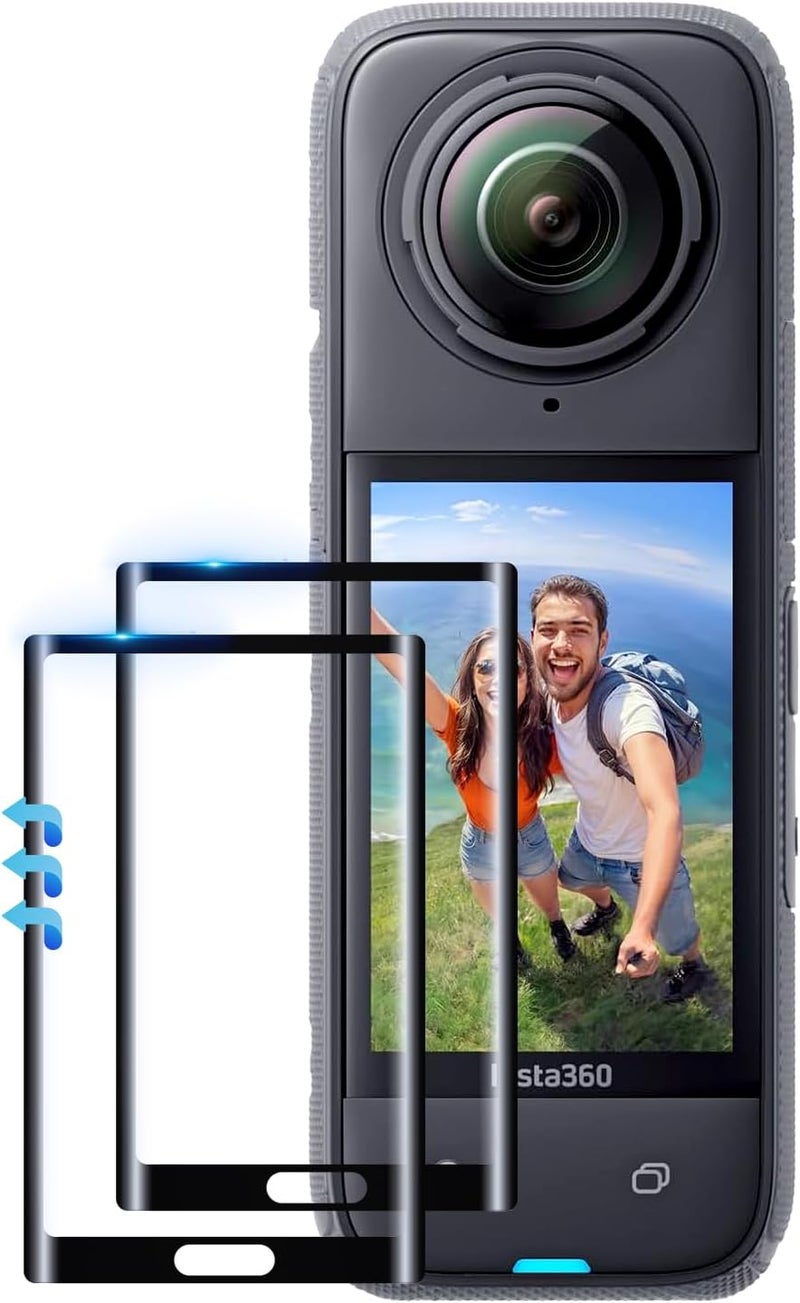 MxSpvce 2 Pack Screen Protector Film for Insta360 X5/Insta360 X4,Tempered Glass LCD Display Film for Insta 360 X5/insta 360 X4 Accessories,Curved Edges for Seamless Fit,Ultra HD,9H Hardness,Scratch Resistant - Image 1